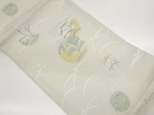 絽露芝に草葉丸文模様織り出し名古屋帯